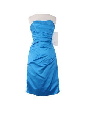 Mackenzie Michaels Dress NEW Sz 4 Blue Ruched Strapless 100% Poly Satin Dress